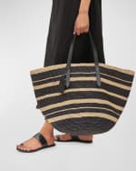 Image 2 of 5: Manebi Bahia Striped Raffia Beach Tote Bag