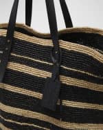 Image 5 of 5: Manebi Bahia Striped Raffia Beach Tote Bag