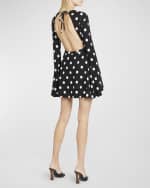 Image 3 of 6: Saint Laurent Polka Dot Mini Flare Dress