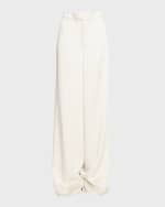 Image 1 of 6: Saint Laurent Satin Wide-Leg Trousers