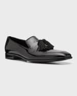 Image 5 of 6: Jimmy Choo Men's Foxley Patent Leather Crystal Tassel Loafers