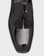 Image 4 of 6: Jimmy Choo Men's Foxley Patent Leather Crystal Tassel Loafers