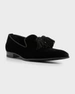 Image 5 of 6: Jimmy Choo Men's Foxley Velvet Tassel Loafers