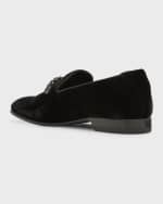 Image 3 of 6: Jimmy Choo Men's Thame Crystal-Embellished Velvet Loafers