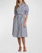 Image 2 of 5: Polo Ralph Lauren Belted Striped Cotton Shirtdress