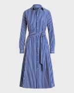 Image 1 of 5: Polo Ralph Lauren Belted Striped Cotton Shirtdress