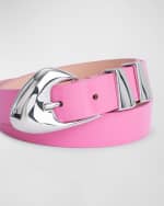 Image 3 of 3: BY FAR Moore Skinny Semi-Patent Leather Belt