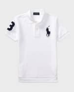 Image 3 of 3: Ralph Lauren Childrenswear Boy's Big Pony Mesh Knit Polo, Size S-XL