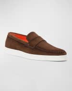 Image 2 of 5: Santoni Men's Atlantis Suede Sneaker Sole Loafers
