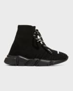 Image 1 of 5: Balenciaga Kid's Speed Sock Knit Lace-Up Sneakers