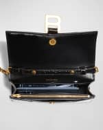 Image 4 of 6: Balenciaga Hourglass Croc-Embossed Wallet on Chain