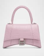 Image 1 of 6: Balenciaga Hourglass Small Croc-Embossed Bag