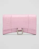 Image 1 of 6: Balenciaga Hourglass Croc-Embossed Wallet on Chain