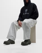 Image 2 of 6: Balenciaga Men's Strike Bootie Lace-Up Canvas Ankle Boots