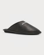 Image 5 of 6: Balenciaga Men's Logo Leather Mules