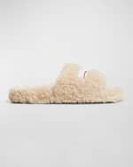 Image 1 of 6: Balenciaga Faux Fur Slide Sandals
