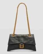 Image 1 of 6: Balenciaga Crush Small Croc-Embossed Chain Bag