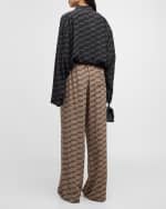 Image 4 of 6: Balenciaga BB Logo Straight-Leg Silk Pajama Pants