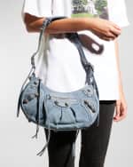 Image 2 of 6: Balenciaga Le Cagole Small Denim Shoulder Bag with Rhinestones