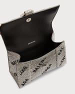 Image 5 of 6: Balenciaga Hourglass XS Bag with Chain and Allover Logo Rhinestones