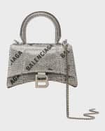 Image 1 of 6: Balenciaga Hourglass XS Bag with Chain and Allover Logo Rhinestones