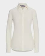 Image 1 of 5: Ralph Lauren Collection Hailey Silk Long-Sleeve Collared Shirt