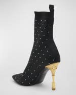 Image 3 of 6: Balmain Moneta Knit Crystal Stiletto Booties