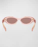 Image 3 of 4: Prada PR 26ZS Beveled Acetate & Plastic Oval Sunglasses
