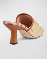 Image 3 of 5: Gucci Mabel Raffia Slide Sandals