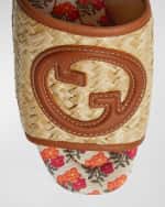Image 4 of 5: Gucci Mabel Raffia Slide Sandals
