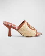 Image 1 of 5: Gucci Mabel Raffia Slide Sandals