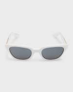 Image 4 of 5: KHAITE x Oliver Peoples 1983C White Acetate & Crystal Cat-Eye Sunglasses