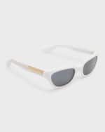 Image 1 of 5: KHAITE x Oliver Peoples 1983C White Acetate & Crystal Cat-Eye Sunglasses