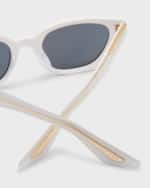 Image 5 of 5: KHAITE x Oliver Peoples 1983C White Acetate & Crystal Cat-Eye Sunglasses