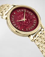 Image 3 of 4: Versace 37mm V-Dollar Watch with Bracelet Strap, Yellow Gold/Red