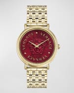 Image 1 of 4: Versace 37mm V-Dollar Watch with Bracelet Strap, Yellow Gold/Red