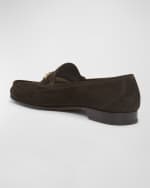 Image 3 of 6: TOM FORD Men's York Curb Chain Suede Loafers