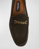 Image 4 of 6: TOM FORD Men's York Curb Chain Suede Loafers