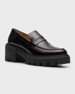 Image 5 of 6: Stuart Weitzman Soho Leather Casual Penny Loafers