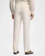 Image 3 of 4: Ralph Lauren Purple Label Men's Gregory Hand-Tailored Silk-Linen Trouser