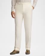 Image 2 of 4: Ralph Lauren Purple Label Men's Gregory Hand-Tailored Silk-Linen Trouser