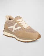 Image 4 of 5: Veronica Beard Valentina Mixed Leather Wool Retro Sneakers