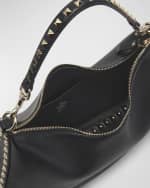 Image 4 of 5: Valentino Garavani Rockstuds Zip Leather Hobo bag