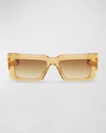 Image 1 of 2: Balmain Imperial Acetate & Titanium Rectangle Sunglasses