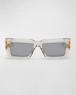 Image 2 of 5: Balmain Imperial Semi-Transparent Acetate & Titanium Rectangle Sunglasses