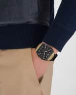 Image 4 of 4: Ferragamo Men's F-80 Tonneau IP Yellow Gold Silicone Strap Chronograph Watch