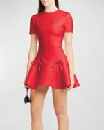 Image 5 of 6: Valentino Garavani Bow-Applique Fit-&-Flare Crepe Couture Mini Dress