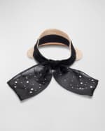 Image 3 of 3: Eugenia Kim Ricky Pearl Visor With Organza Scarf
