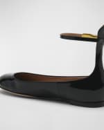 Image 3 of 6: Valentino Garavani Tan-go Patent Ankle-Strap Ballerina Flats