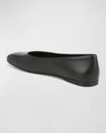 Image 4 of 5: Vince Leah Leather Square-Toe Ballerina Flats